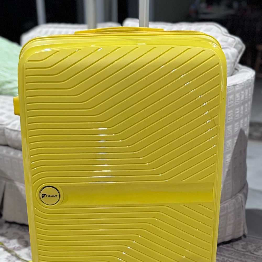 Yellow Large Hard Case Travel Suitcase by Feelway